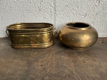 (2) Decorative Brass Pots