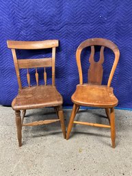 (2) Antique Pine Side Chairs