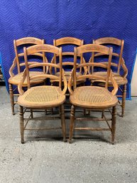 Grouping Of Antique Pine Cane Chairs