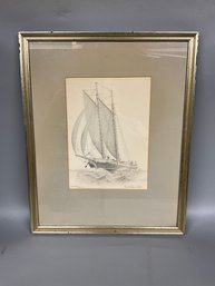 Vintage Consuelo Eames Hanks Framed Ship Print