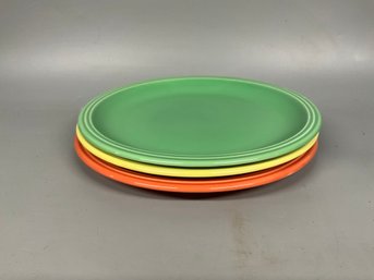 (3) Colored Ceramic Dinner Plates