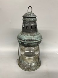 Antique Glass And Metal Lantern