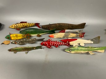 Grouping Of Folk Art Wood Fish