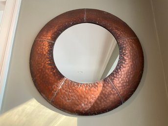 Copper-tone Hammered Wall Mirror