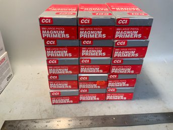 14 Unopened Boxes Of CCI Large Pistol/magnum Primers 1000/box. 1 Box For Small Rifle