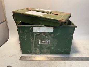 Vintage Green Metal Ammo Box