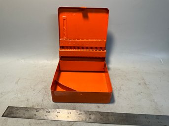 Orange Metal Empty Drill Bit Case