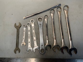 Grouping Of 12 Pt. Combination Wrenches Plus Craftsman Ratcheting Box Wrench