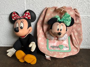 Vintage Minnie Mouse Doll And Backpack