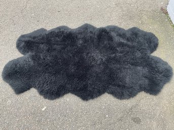 Black Faux Fur Area Rug