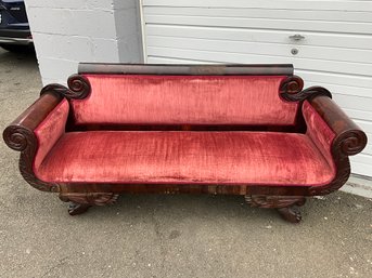 Empire Style Mahogany Claw Foot Sofa