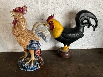 (2) Rooster Figures