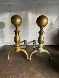 Brass Ball Andirons