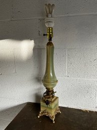 Tall Stone And Gold-tone Table Lamp