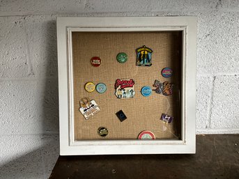 White Framed Pin Shadow Box Incl. Contents