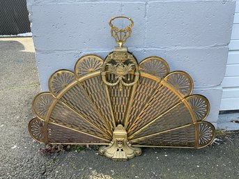 Vintage Brass Peacock Fire Screen