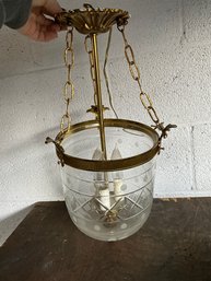 Glass And Gold-tone Pendant Light Fixture