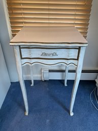 White And Gold French-style Side Table