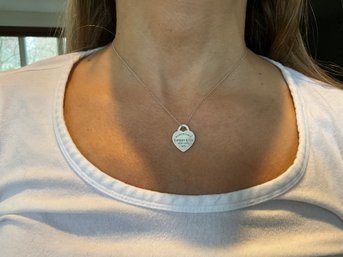 Tiffany And Co. Sterling Silver Heart Necklace
