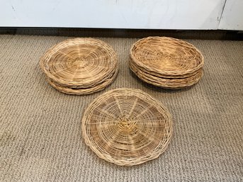 Grouping Of Woven Wicker Paper Plate Holders