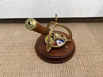 Vintage Wind-Up Wood-Brass Moving Kaleidoscope Wheel & Music Stand