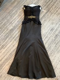 Tony Bowls Black Satin Womens Evening Gown