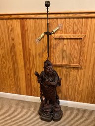 Chinese Carved Man Figural Lamp