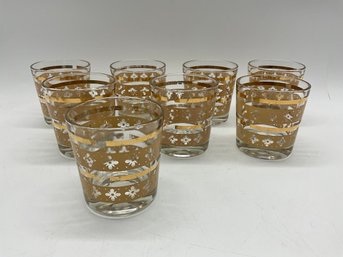 Mid Century Gold And Peach Lowball Glasses