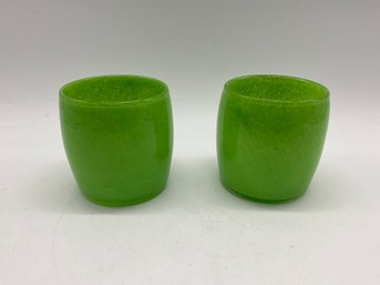 Green Glassy Baby Style Candle Holders