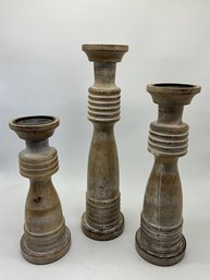 Wood Table Top Candle Holders