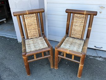 Vintage Boho Chic Bamboo Side Chairs