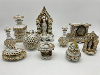 Grouping Of Gold And White Porcelain
