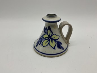 Studio Pottery Floral Candle Holder