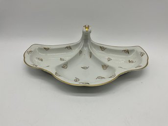 White And Gold Porcelain Divided Dish