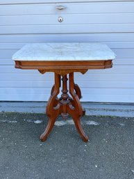 Vintage Eastlake Style Marble Top Side Table