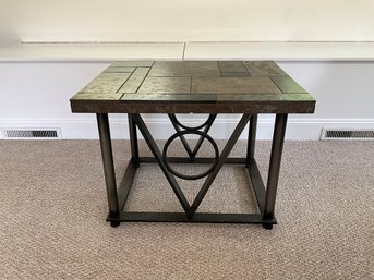 Slate Top And Metal Side Table