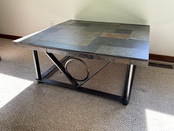 Slate Top And Metal Coffee Table