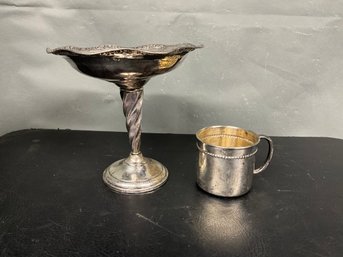 Sterling Silver Weighted And Reinforced Compote Dish And Cup