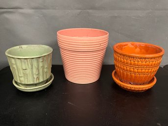 Grouping Of Colored Glazes Indoor Planters