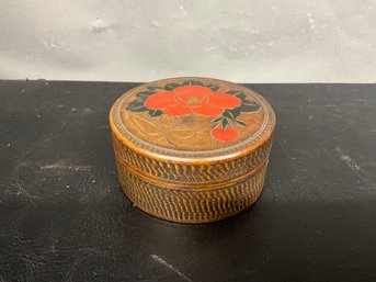 Vintage Wooden Trinket Box With Floral Inlaid