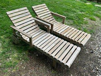 Pair Of Teak Chaise Lounges