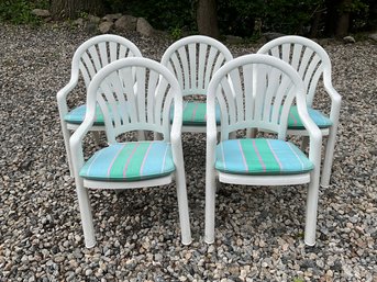 Grouping Of Outdoor Patio Arm Chairs Incl. Cushions