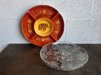 Serving Plate And Chip And Dip Plate