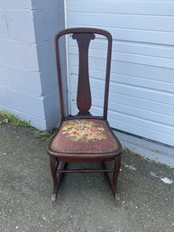 Victorian Style Rocker With Needlepoint Tapestry