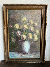 Floral Still Life Painting On Canvas, 1979