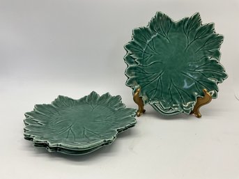 Woodfield By Stubenville Green Leaf Plates