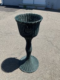 Green Wicker Tall Plant Stand