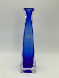 Italian Blue Royal Gallery Crystal Vase