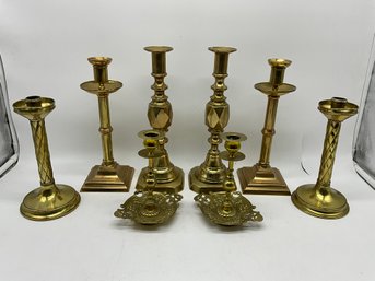 Grouping Of Candlesticks Incl. Brass