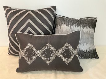 Grouping Of Silver And Gray Accent Pillows